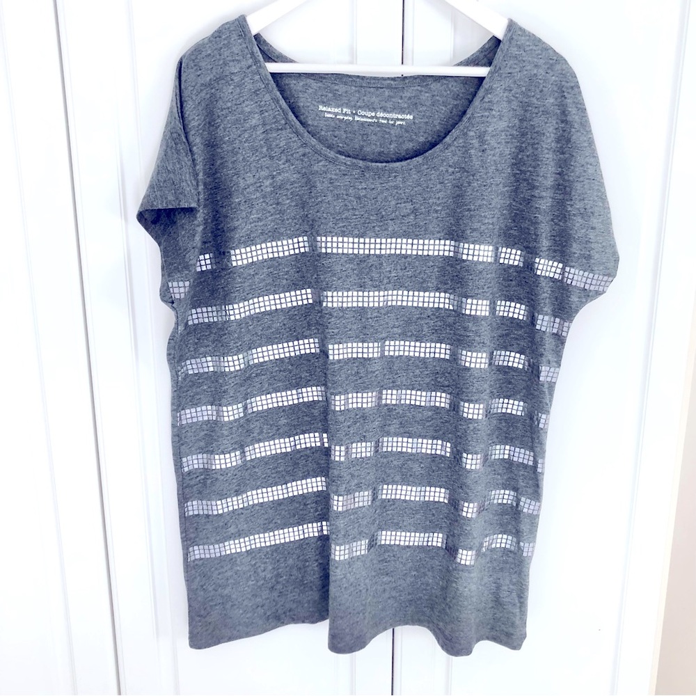 NWOT Pennington’s X Festive Heather Charcoal Shiny Checkered Geometric Stripes